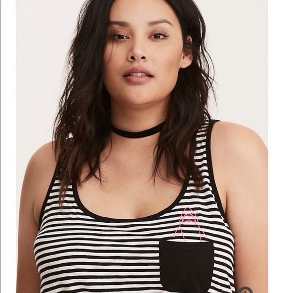 torrid Tops - Torrid Embroidered Striped Shark Tank 1X